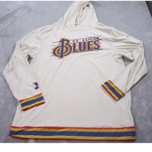 St Louis Blues Shirt Hoodie Mens White NHL Hockey Long Sleeve‎ Pullover Striped
